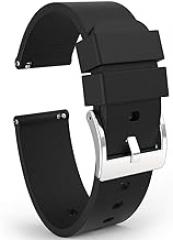 Wellfit Watch Strap, Soft Silicone Quick Release Watch Band, Stainless Steel Buckle, Choose Color & Width,18mm, 20mm, 22mm, Silky Smooth Rubber Watch Bands