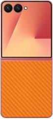 Decalrus - Protective Decal for The Samsung Galaxy Z Flip 7 Cellphone Orange Carbon Fiber wrap CFsamsungGalaxyFlip7Orange