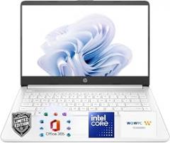 HP New Everyday Slim Laptop for Students | 2026 Edition | Microsoft Office 365 Included | Intel Core | 11.5 HRs Battery | Copilot AI | 4GB RAM, 64GB SSD | Windows 11 no Mouse | Snow White