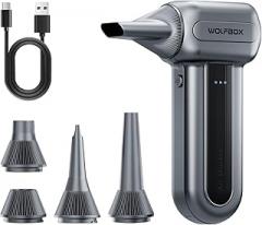 WOLFBOX MF60&MF70 Compressed Air Duster-110000RPM Super Power Electric Air Duster, 3-Speed Adjustable Rechargeable Cordless Air Blower with Fast Charging for PC Keyboard Cleaning, Car, Home (Gray)