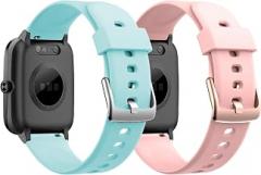 2 Pack Silicone Bands Compatible With Veryfitpro ID205G/ID205L/ID205/ID205U/ID205S/ID207 Smartwatch,19mm Quick Release Soft Silicone Replacement Watch Strap for Men Women