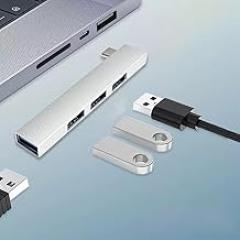 USB C Hub, USB C Ethernet Multiport Adapter, 4-in-1 USB C Multi-Port Adapter for Laptop for Computer, Desktop