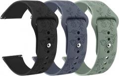 Meliya Veryfit Smart Watch Bands, 22mm Watchbands for IDW13 IDW16 IDW19 IDW26 IDW28 Smartwatch, Floral Engraved Soft Silicone Rubber Sport Replacement Watch Strap for Veryfit