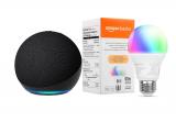 Echo Dot with Amazon Basics Smart Color Bulb Charcoal