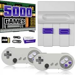 Retro Game Console with 5000 Games, 4K HDMI-Compatible Plug and Play TV Game System, Built-in 16-Bit & 8-Bit Classic Games, Retro Gaming Machine with Dual Controllers, Nostalgic Gift