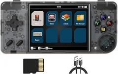 RG28XX Handheld Game Console Retro 2.83-inch Screen Video Game Player 64G TF Card Preinstalled 5000+ Games 3100mAh Battery(Black Transparent)