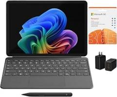 Microsoft Surface Pro 2 in 1 Laptop Tablet 2025, 12” Touchscreen, 45 Tops AI Copilot NPU, 16GB RAM, 256GB Storage, 16h Battery, Keyboard & Slim Pen, MS 365, USB-C 65W Fast Charger, Windows 11