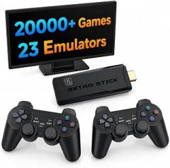 Retro Gaming Console 4K HDMI for TV, 20000 Games & 23 Emulators | Plug & play HDMI retro stick with wireless controllers for easy TV gaming