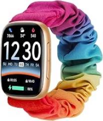 Bands for ‎Fitpolo GTX20 1.85'' Smart Watch,Hair Tie Design Wristband for Fitpolo GTX20 1.85'' Smartwatch,Stylish and Soft Replacement Smartwatch Strap,Elastic Adjustable,Color