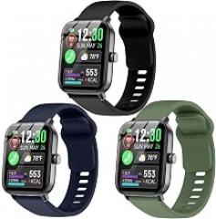 3 Pack 22mm Silicone bands for DW13/IDW16/IDW19 Smartwatch Band, | Soft Breathable Silicone Sport Strap for Fitpolo IDW13/Woneligo W13 ENOMIR/TOOBUR/MILOUZ/Gydom/Faweio/Veryfit/Quican IDW19
