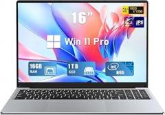 FUNYET Gaming Laptop, 16 inch Laptop Computer 2025 with Win 11 Pro, 16GB RAM 1TB SSD, Int 12th Gen N95 Processor(up to 3.4GHz), Backlit Keyboard, Bluetooth, FHD 1920 * 1200, Mini HDMI