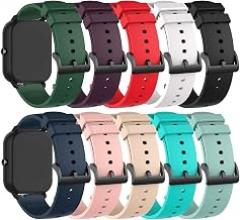 10-PACK Bands Compatible for PUBU P20Z P9A Replacement Watch Strap Accessory Colourful Silicone Bracelet Quick Release Wristbands for PUBU Smartwatch, Soft and Durable