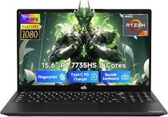 NIMO Light Gaming Laptop, AMD R7 7735HS (8C/16T, Up to 4.75GHz, Beat i7-12650H) 16GB RAM 256GB SSD Business Computer with 15.6