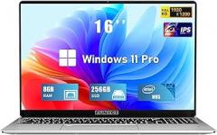 FUNYET Laptop Computer, Gaming Laptop 2025 Windows 11 Pro, 16 Inch Lap Top PC, 8GB RAM 256GB SSD, Intel 12th Gen Processor(up to 3.4GHz), Backlit Keyboard, Fingerprint Unlock, FHD, 2 Years Warranty