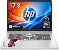 HP 17 Inch Touchscreen Laptop Ryzen 5 7430U 32GB RAM 1TB SSD Windows 11 Pro | 17.3 HD+ Touchscreen, Wi-Fi 6 Networking, Backlit Keyboard, Privacy Shutter, Fast Charging, Silver Thin Design