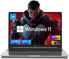 KAIGERR Laptop, 16GB DDR4 512GB SSD Laptop Computer, 16.0inch Windοws 11 Laptop with Ιntel 12th Quad-Core Processor(Up to 3.4GHz), 1920P FHD Display, WiFi 6, USB3.2, Type_C