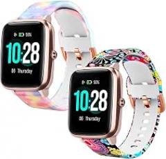 FINTIE 2 Pack Sport Bands Compatible with 19mm ID205L Veryfitpro | for Smart Watch Veryfitpro ID205G ID205 ID205U ID205S ID215G, Quick Release, Soft Silicone, Replacement Wristband Strap