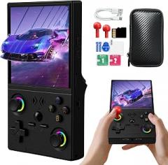 XF40V Retro Handheld Game Console, Retro Gaming Console 4.0'' IPS Screen Linux System Built-in 64G TF Card, Open Source Linux System, Preloaded 20000+ Classic Games, Portable Video Gaming (Black)