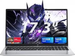 KAIGERR 17.3 Inch Light Gaming Laptop, AMD Ryzen 4300U (Beat Intel Processor N100, up to 3.7GHz) 16GB DDR4 RAM 512GB SSD Laptop Computer with Type C, 1908 x 1080 Display, Windows 11 Laptop