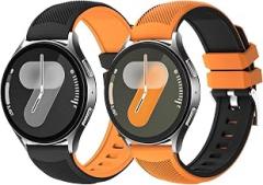 Fullmosa 2 Pack Silicone Watch Bands 20mm 22mm Quick Release Watch Straps for Men Women, Soft Rubber Replacement Band Compatible with Garmin Seiko Samsung Galaxy with Stainless Steel Buckle, Includes Spring Bar Tool,20mm,Orange-Black/Black-Orange/Silver Buckle