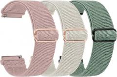 Meliya 18mm 20mm 22mm Watch Bands Quick Release Replacement Wristband, 3 Pack Solo Loop Adjustable Elastic Nylon Straps for Men Women