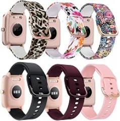 ViCRiOR Bands Compatible with 19mm Wide Veryfitpro ID205L Smart Watch, Quick Release Soft Silicone Fadeless Pattern Printed Floral Replacement Band for Uwatch 3, Willful SW021 ID205L/SW025 ID205S