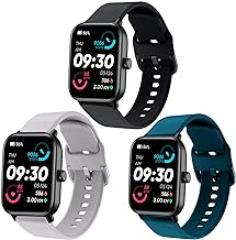 ViCRiOR 3 Pack 22mm Watch Bands Compatible with IDW13,IDW16,IDW19, Soft Silicone Replacement Strap for Fitpolo IDW13/Woneligo W13/FITVII HM57/TOOBUR IDW16/MILOUZ IDW19 Watch Women Men