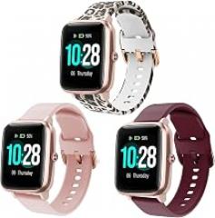 ViCRiOR Bands Compatible with ID205L Smart Watch, 19mm Quick Release Soft Silicone Fadeless Pattern Printed Floral Replacement Band for ID205L, ID205G ID205 ID205U ID205S