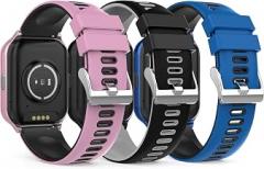3 Pack Silicone Watch Band 20mm | Quick Release Rubber Replacement Strap with Silver Stainless Steel, Comes with Klein Blue, Purple Pink, and Black P70