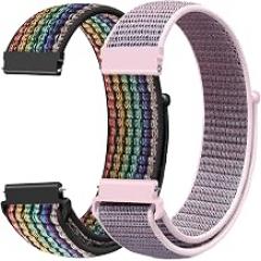 2 Pack Nylon Watch Bands Compatible with 16mm 18mm 19mm 20mm 22mm Watch Bands Quick Release Replacement Wristband, Adjustable Stretchy Straps Fabric Bands for Men Women