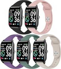 5 Pack Silicone Bands Compatible with IDW13,IDW16,IDW19 Smartwatch Band,22mm Soft Sport Band Replacement Wristband for Woneligo/Fitpolo/ID208Plus/FITVII H56/Gydom/ENOMIR/Tensky/Amzhero IDW19