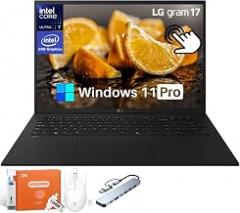 LG Gram 17 Touchscreen Laptop, Intel 8-Core Ultra 7 Series 2, 32 GB RAM, 2 TB SSD, Intel Arc Graphics, 17 inch QHD+ Display, Windows 11 Pro, Copilot+ PC, Wi-Fi 7, Backlit Keyboard, w/Accessories