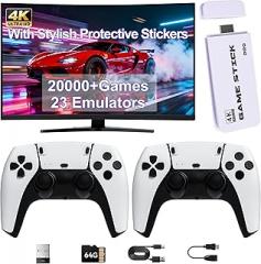 2026 Upgraded Retro Gaming Console with 20k+ Classic Games & 23 Emulators, 4K HDMI Plug & Play Retro Game Stick for TV, Includes Dual 2.4G Wireless Controllers (64GB)